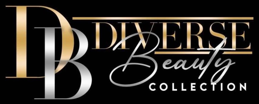 Elegant logo for 'Diverse Beauty Collective' with gold and silver lettering on black.