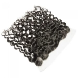 Black crimped hair extensions arranged on a white background.