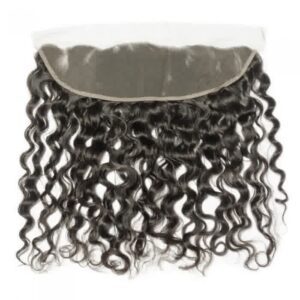 Curly hair lace frontal closure with natural waves.