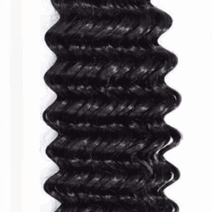 Close-up of shiny, tightly curled black hair strands.