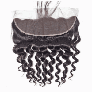 Curly hair lace frontal closure with natural wave pattern.