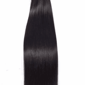 Smooth, shiny black hair extension with a sleek finish.
